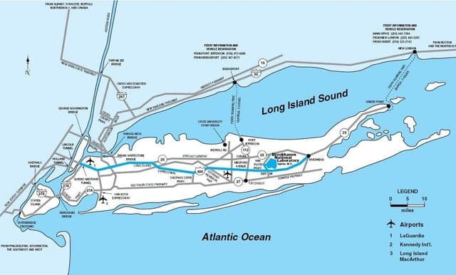 Mapa lotnisk Long Island