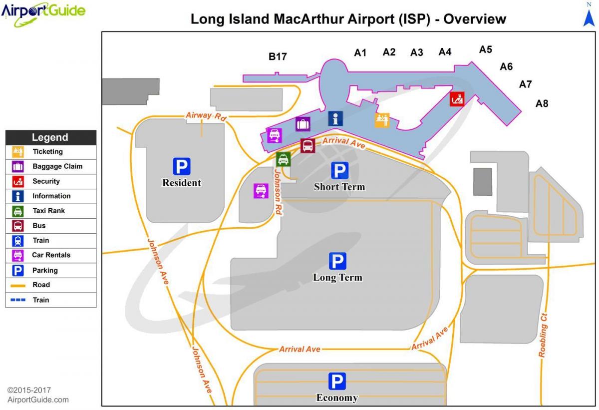 Mapa terminalu lotniska Long Island