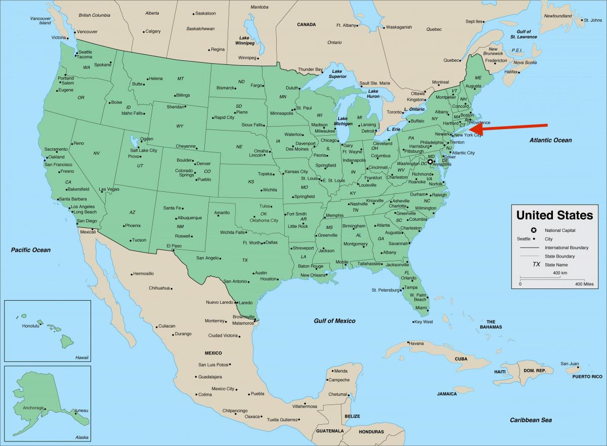 Long Island w stanie Nowy Jork - mapa USA