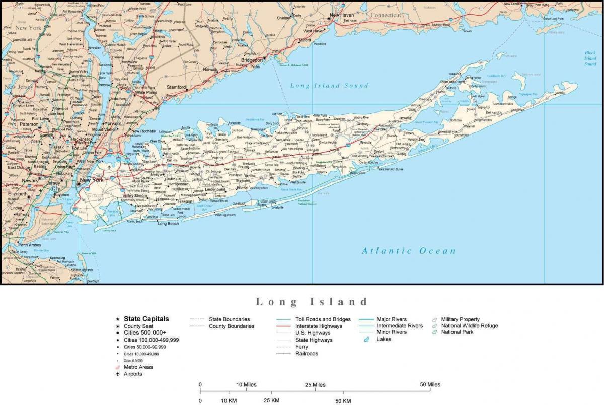 Mapa dróg Long Island