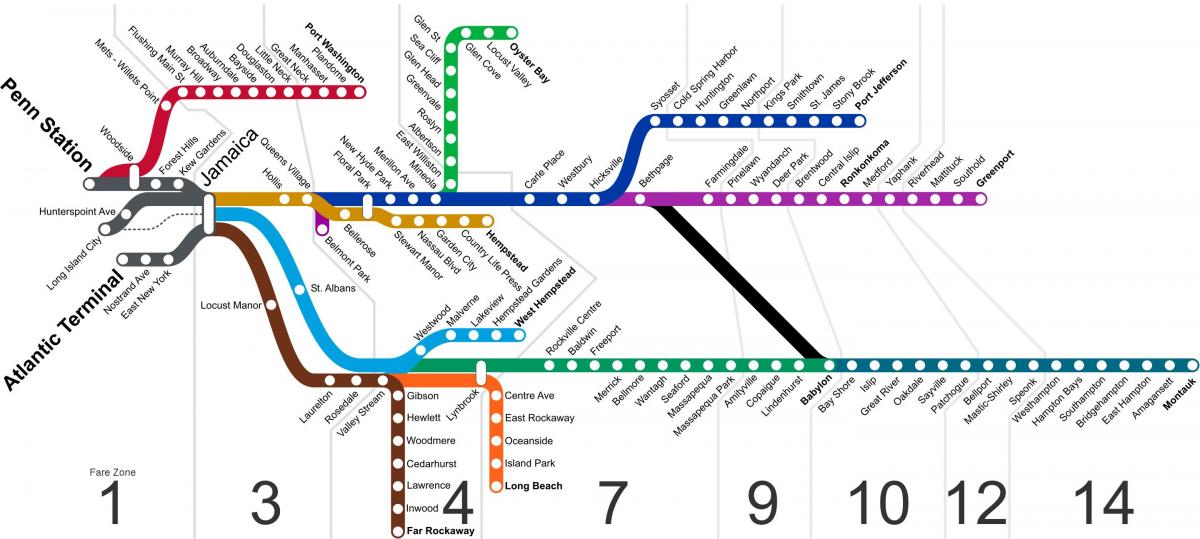 Mapa stacji metra Long Island