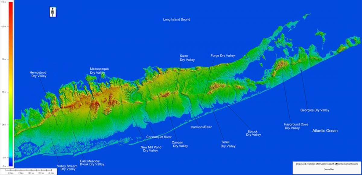 Mapa wysokości Long Island